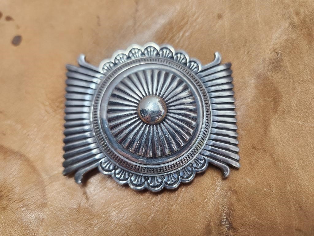 Ron Bedonie Signed Sterling Silver Belt Buckle