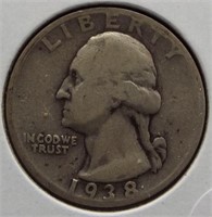 1938-S Washington quarter. VF.