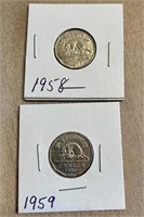 1958 & 1959 5 CENT