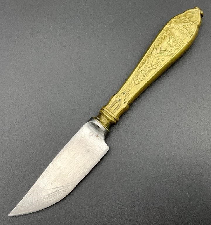 Asian Brass Dragon Handle Knife