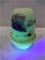Frosted Fenton fairy light hand-painted 5 in tall