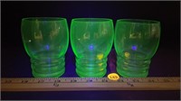 3 Uranium Glass Tumblers