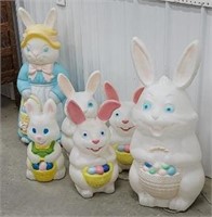 6 Easter Bunny family blow molds - one lot