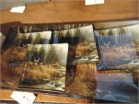 Deer Scene Glass Platter & Sm Plates, Deer Coaster
