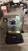 Desk lamps, easy fan brace, bags, plastic tote