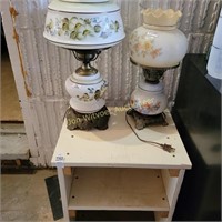 2 Electric Hurricane Lamps, Small  Shelf