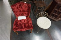 Ladies side chair with button-tuft seat & back and
