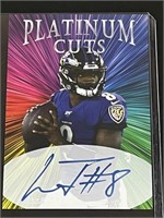 Lamar Jackson Platinum Cuts Printed Auto