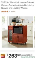 Walnut Microwave Cabinet Kitchen Cart