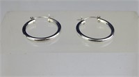 925 Sterling Silver 1" Hoop Earrings