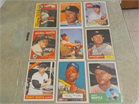 Lot of 9 Mickey Mantle Baseball Cards