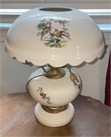 Vintage Porcelain Shade/Base Bird of Paradise Lamp