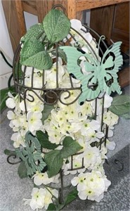 Decorative Metal Half Bird Cage with Floral &