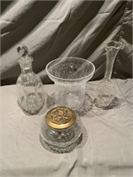 VTG Clear Crackled Glass Pieces - Decanter, Bud