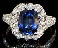 14k Gold 3.27 ct Sapphire & Diamond Ring