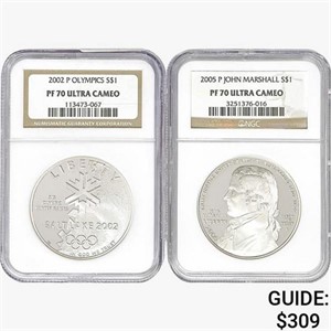 2002&2005-P [2] US Varied Silver Coinage NGC PF70