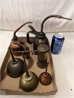 6 Vintage Oil Cans - Thumb Pump, Other