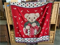 Christmas Teddy bear print Afghan/throw with