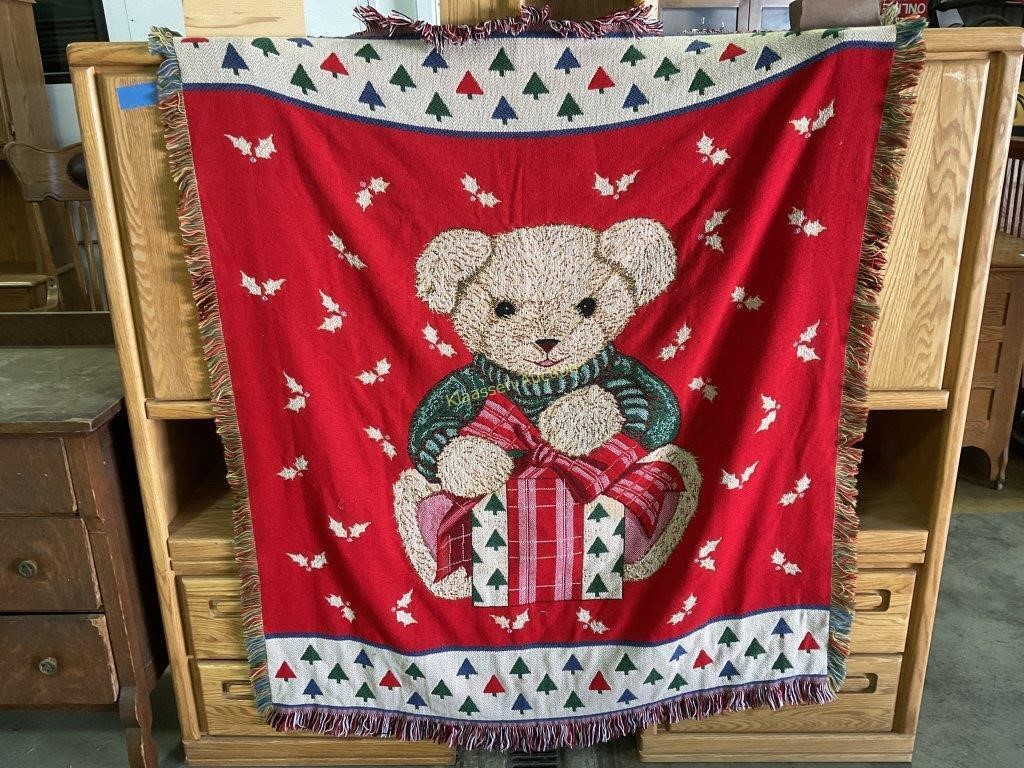 Christmas Teddy bear print Afghan/throw with