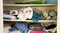 Closet contents, washcloths, towels, sheets,