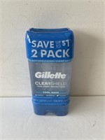 2 Gillette clear antiperspirant deodorants 3oz