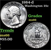 1984-d Washington Quarter 25c Grades GEM+ Unc