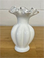 Fenton Silver Crest Melon Milk Glass Vase