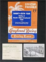 Vtg Greyhound Racing Program/Postcards