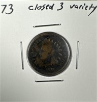 1873 (Closed 3 variety)  Indian Head Penny
