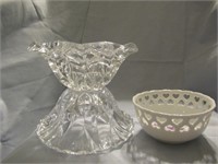 Heavy Crystal Candle Stick & Small Bowl