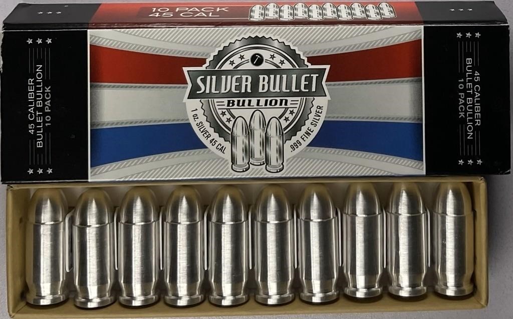 Lot of 10: Silver 1oz Bullets