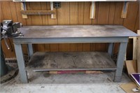 METAL WORK BENCH WITH VISE - 32" TALL X 28" WIDE X