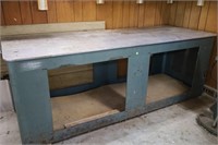 METAL WORK BENCH WITH ALUMINUM TOP - 32" TALL X