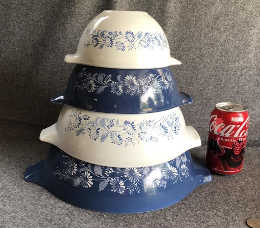 Pyrex Colonial Mist Blue and White Cinderella