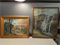 2 Vintage Framed  Paint by Numbers