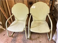 2-metal shell back patio chairs