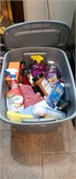 18 gallon storage tote with a large assortment