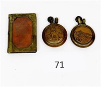 3 WWI WWII Brass & Copper Trench Art Lighters
