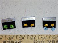 NOS 3 pair Pac Man earrings