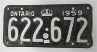 1959 Ontario license plate.