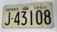 1960 Ontario license plate.