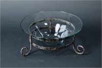 Rustic Iron Stand with Glass Bowl