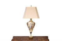 FRENCH HAND PAINTED PORCELAIN TABLE LAMP