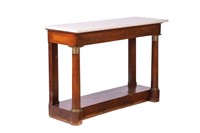 FRENCH WHITE MARBLE TOP CONSOLE TABLE