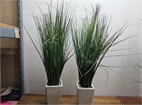 2 Potted FAKE Grass Plants