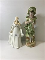 ROYAL DOULTON FIGURE "BRIDE" & BISQUE LADY FIGURE