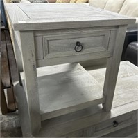 Modern gray side table with drawer
