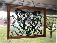 Vintage Stain Glass Hanging Pane