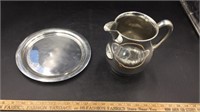 Solid Pewter Pitcher & Tray