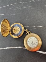 2 Waltham pocket watches one open face antique